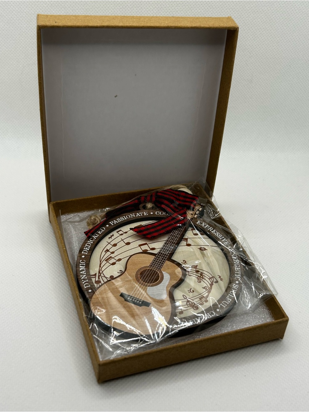 Guitar Music Lover Wooden Christmas Ornament New in Gift Box